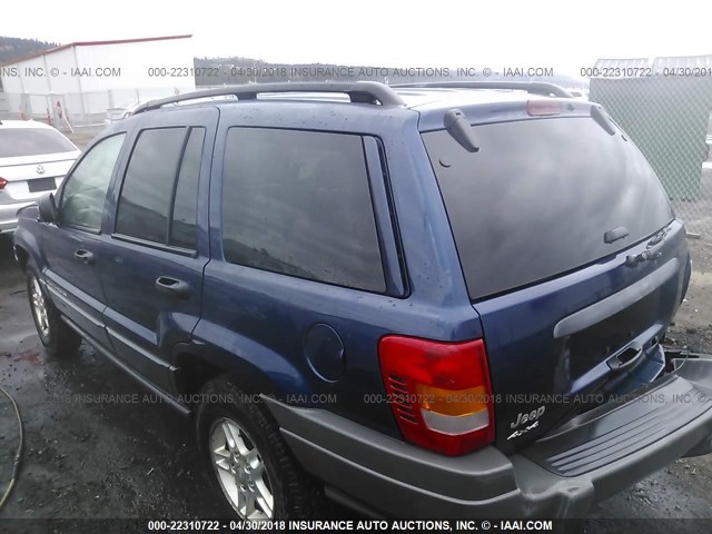 1J4GW48S52C111648 - 2002 JEEP GRAND CHEROKEE LAREDO BLUE photo 3