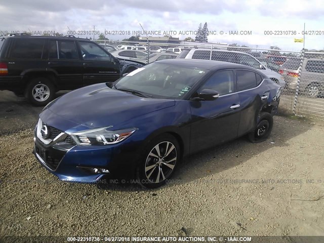 1N4AA6AP1HC394396 - 2017 NISSAN MAXIMA 3.5S/SV/SL/SR/PLAT BLUE photo 2