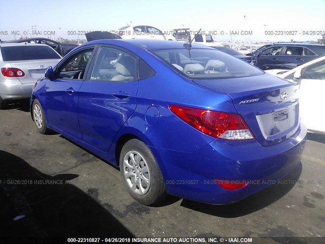 KMHCT4AE4DU539124 - 2013 HYUNDAI ACCENT GLS/GS BLUE photo 3