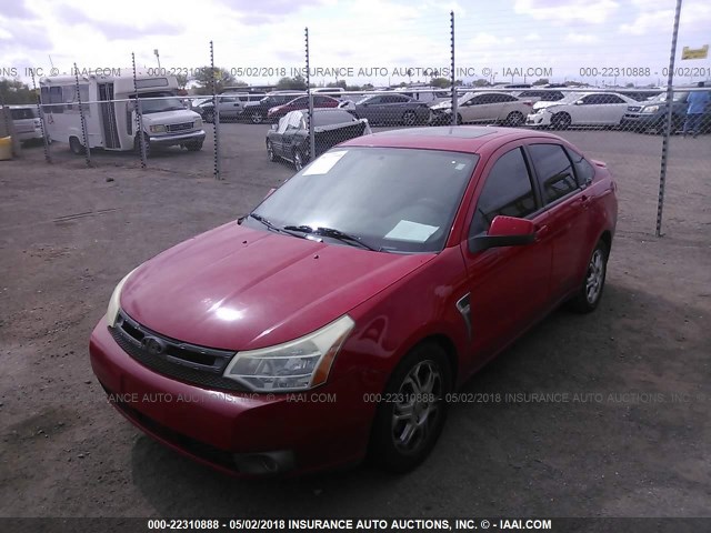 1FAHP35N28W202146 - 2008 FORD FOCUS SE/SEL/SES RED photo 2