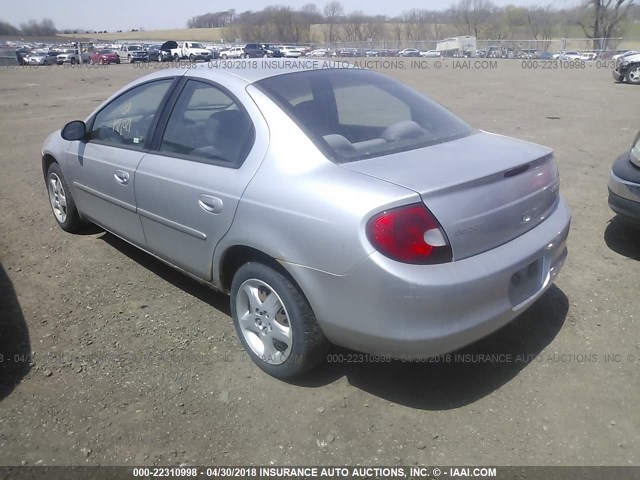 1B3ES46C62D554973 - 2002 DODGE NEON SE SILVER photo 3