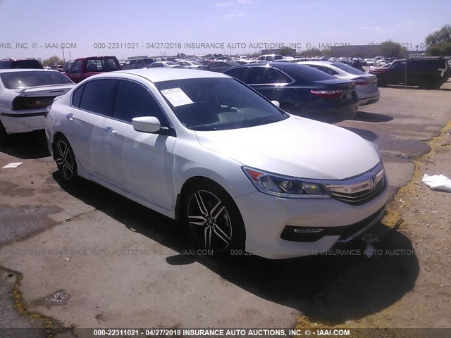 1HGCR2F52GA187457 - 2016 HONDA ACCORD SPORT WHITE photo 1