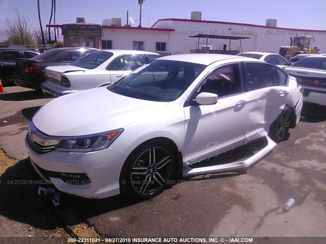 1HGCR2F52GA187457 - 2016 HONDA ACCORD SPORT WHITE photo 2