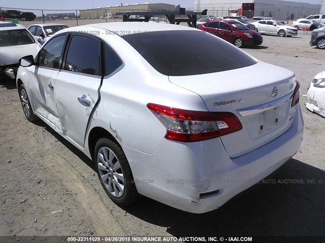 3N1AB7AP6EY291185 - 2014 NISSAN SENTRA S/SV/SR/SL WHITE photo 3