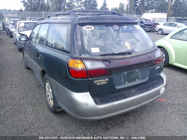 4S3BH6867Y7650671 - 2000 SUBARU LEGACY OUTBACK LIMITED GREEN photo 3