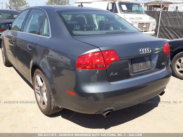 WAUDF78E57A169859 - 2007 AUDI A4 2.0T QUATTRO GRAY photo 3