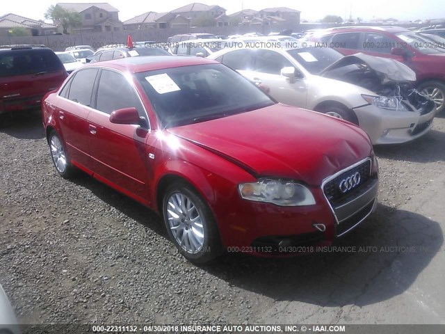 WAUAF78E38A146410 - 2008 AUDI A4 2.0T RED photo 1