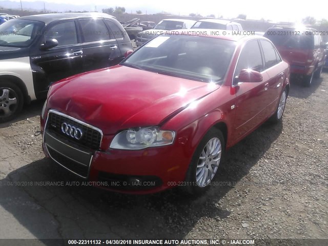 WAUAF78E38A146410 - 2008 AUDI A4 2.0T RED photo 2