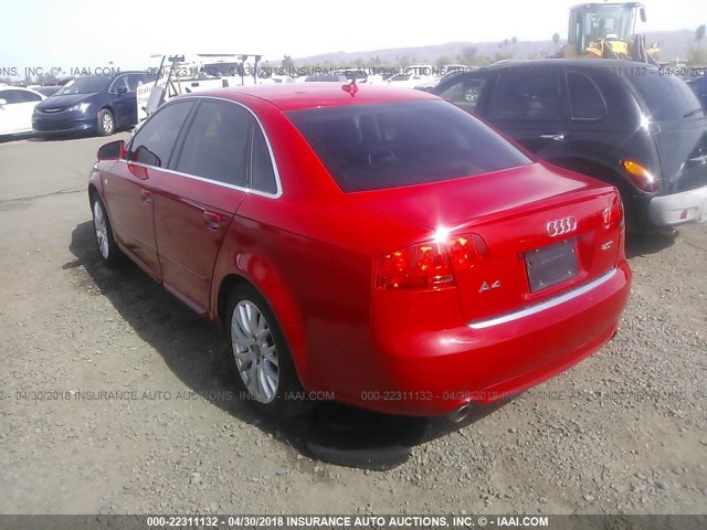 WAUAF78E38A146410 - 2008 AUDI A4 2.0T RED photo 3