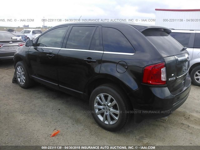 2FMDK3KC0EBB85916 - 2014 FORD EDGE LIMITED BLACK photo 3