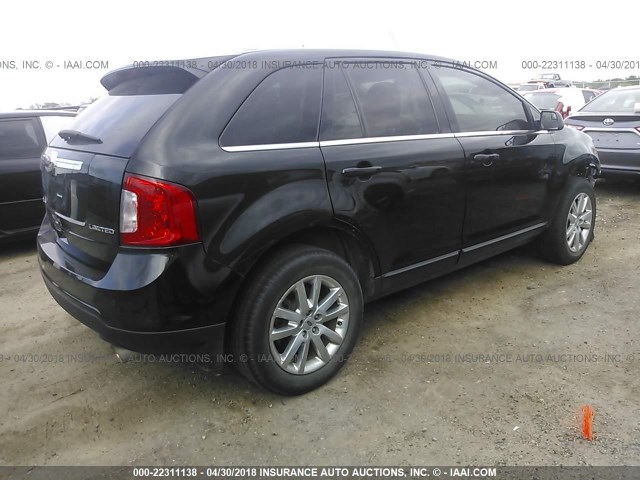 2FMDK3KC0EBB85916 - 2014 FORD EDGE LIMITED BLACK photo 4