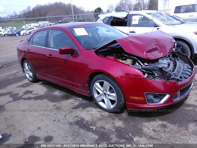 3FAHP0KC7AR164262 - 2010 FORD FUSION SPORT RED photo 1