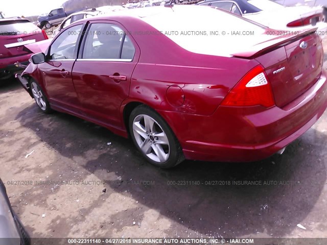 3FAHP0KC7AR164262 - 2010 FORD FUSION SPORT RED photo 3