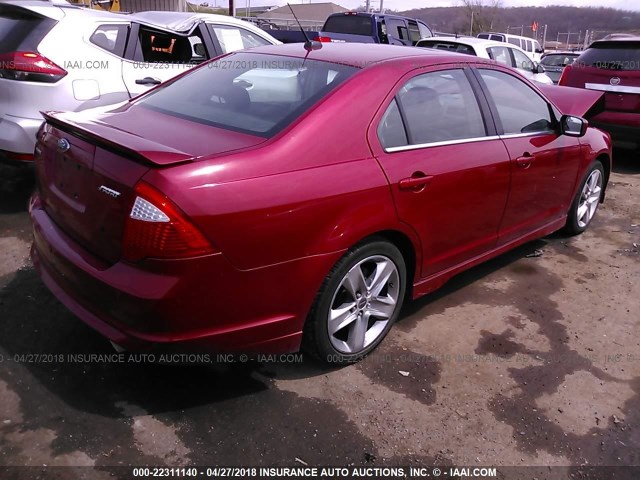 3FAHP0KC7AR164262 - 2010 FORD FUSION SPORT RED photo 4