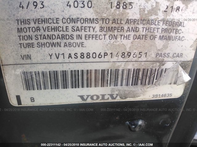 YV1AS8806P1489651 - 1993 VOLVO 240 GRAY photo 9