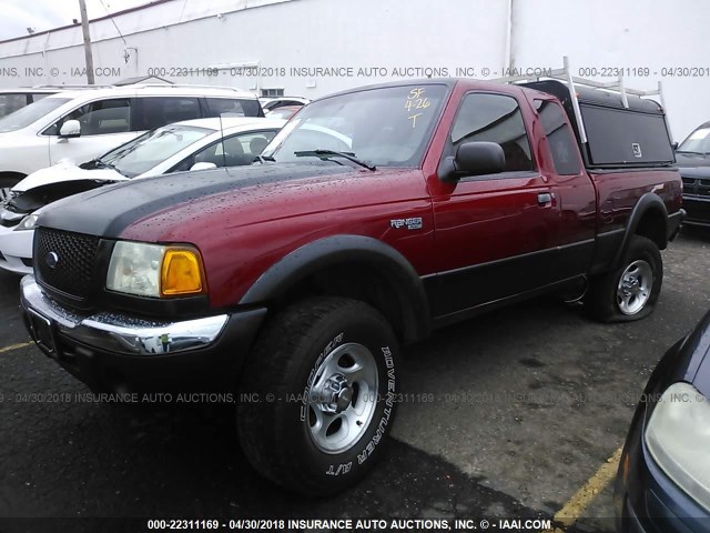1FTZR15U61PA41286 - 2001 FORD RANGER SUPER CAB RED photo 2