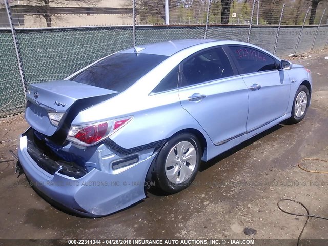 KMHEC4A45FA134734 - 2015 HYUNDAI SONATA HYBRID/LIMITED BLUE photo 4