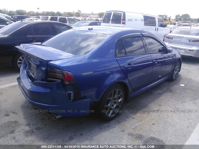 19UUA76568A034137 - 2008 ACURA TL TYPE S BLUE photo 4