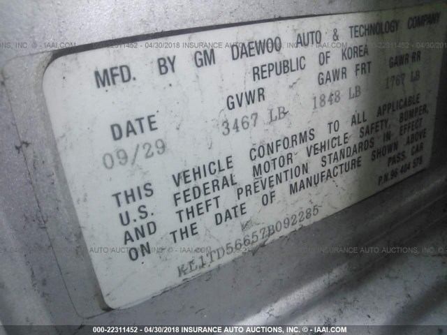 KL1TD56657B092285 - 2007 CHEVROLET AVEO LS 银色 照片 9