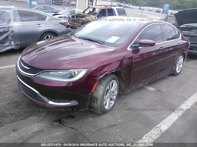 1C3CCCAB1GN149654 - 2016 CHRYSLER 200 LIMITED RED photo 2