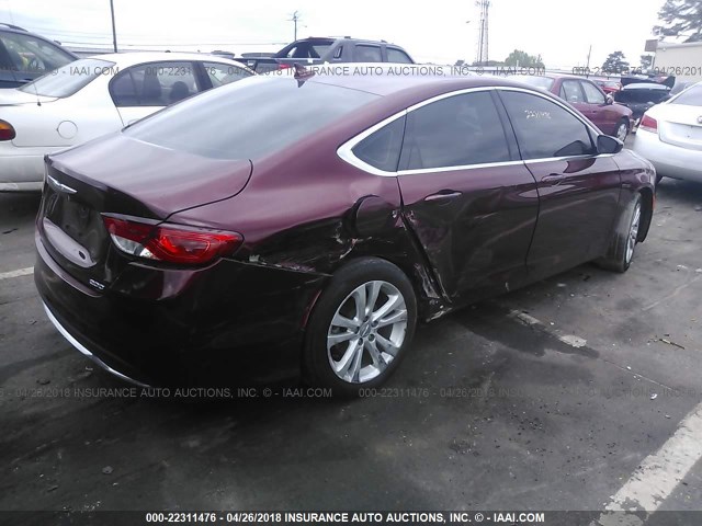1C3CCCAB1GN149654 - 2016 CHRYSLER 200 LIMITED RED photo 4
