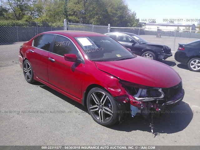 1HGCR2F59GA236668 - 2016 HONDA ACCORD SPORT RED photo 1