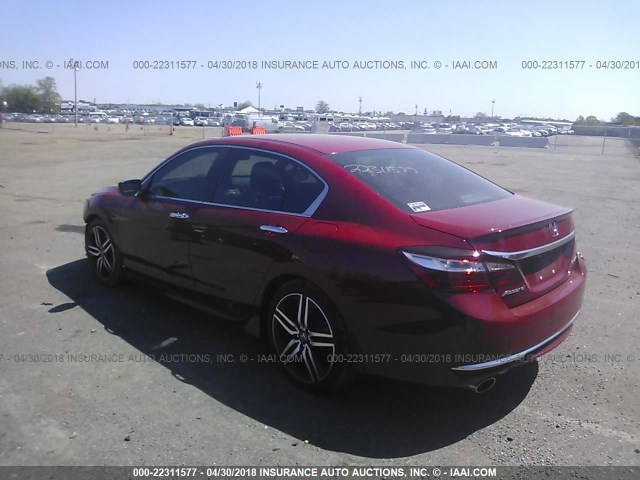 1HGCR2F59GA236668 - 2016 HONDA ACCORD SPORT RED photo 3