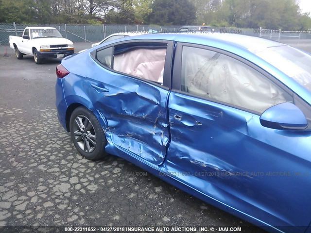 5NPD84LF4JH212826 - 2018 HYUNDAI ELANTRA SEL/VALUE/LIMITED BLUE photo 6