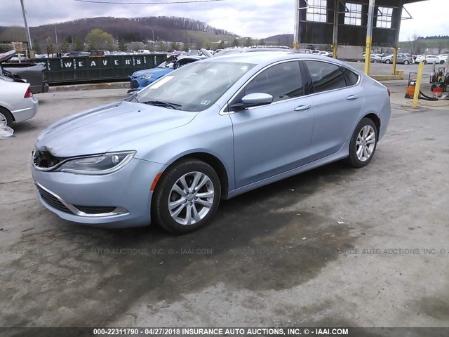 1C3CCCAB7FN695597 - 2015 CHRYSLER 200 LIMITED Light Blue photo 2