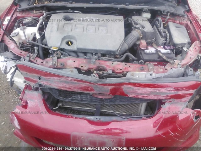 JTDBL40E199071607 - 2009 TOYOTA COROLLA LE/XLE RED photo 10