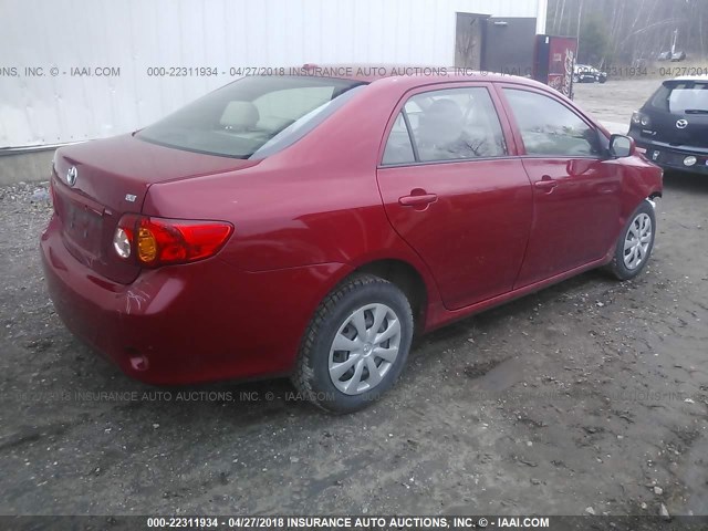 JTDBL40E199071607 - 2009 TOYOTA COROLLA LE/XLE RED photo 4