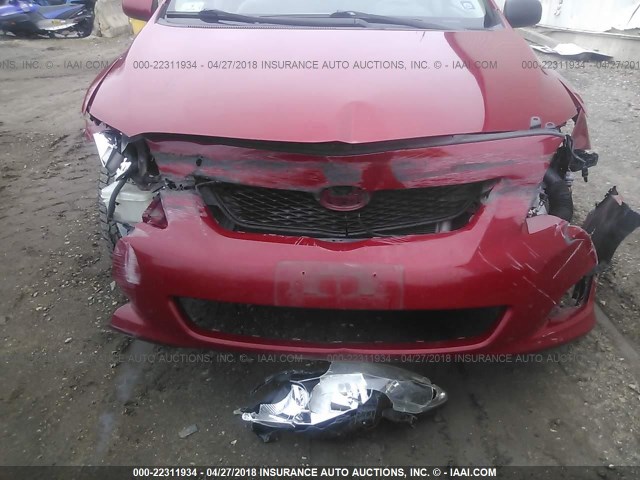 JTDBL40E199071607 - 2009 TOYOTA COROLLA LE/XLE RED photo 6