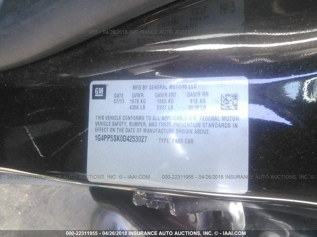 1G4PP5SK0D4253027 - 2013 BUICK VERANO BLACK photo 9