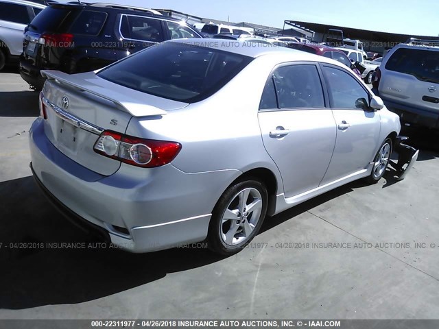 2T1BU4EE4CC835702 - 2012 TOYOTA COROLLA S/LE SILVER photo 4