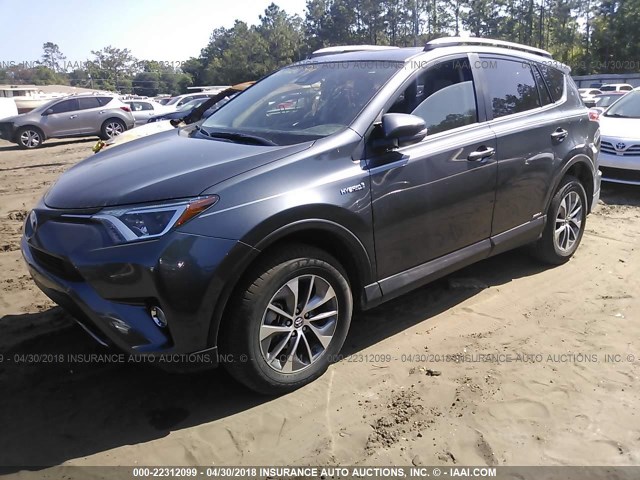 JTMRJREVXHD115514 - 2017 TOYOTA RAV4 HV LE/XLE GRAY photo 2