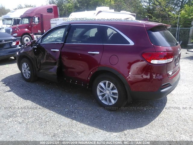 5XYPG4A32JG395157 - 2018 KIA SORENTO LX/L RED photo 3