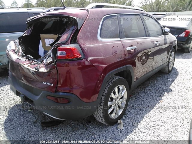 1C4PJLDB5EW298851 - 2014 JEEP CHEROKEE LIMITED RED photo 4