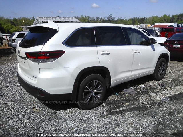 5TDBZRFH9HS481441 - 2017 TOYOTA HIGHLANDER LE/LE PLUS WHITE photo 4