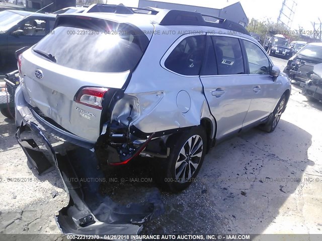 4S4BSANC0G3330785 - 2016 SUBARU OUTBACK 2.5I LIMITED SILVER photo 4