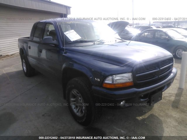 1D7HG38X43S288671 - 2003 DODGE DAKOTA QUAD SPORT BLUE photo 1