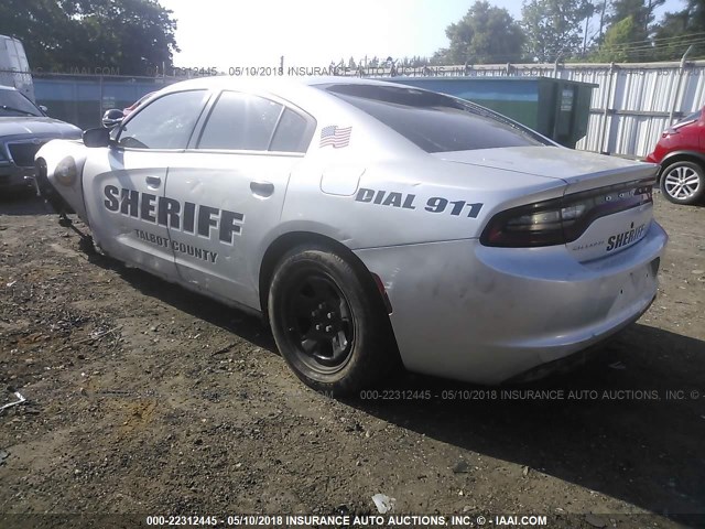 2C3CDXAT3FH928686 - 2015 DODGE CHARGER POLICE SILVER photo 3
