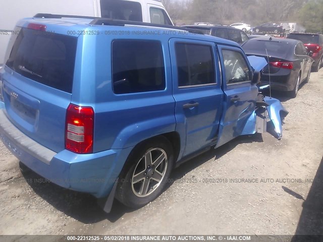 1J8FF28W58D780569 - 2008 JEEP PATRIOT SPORT BLUE photo 4