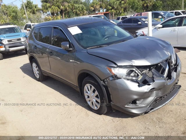 KNMAT2MTXGP649608 - 2016 NISSAN ROGUE S/SL/SV GRAY photo 1