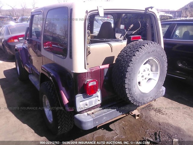 1J4FA59S61P351703 - 2001 JEEP WRANGLER / TJ SAHARA MAROON photo 3