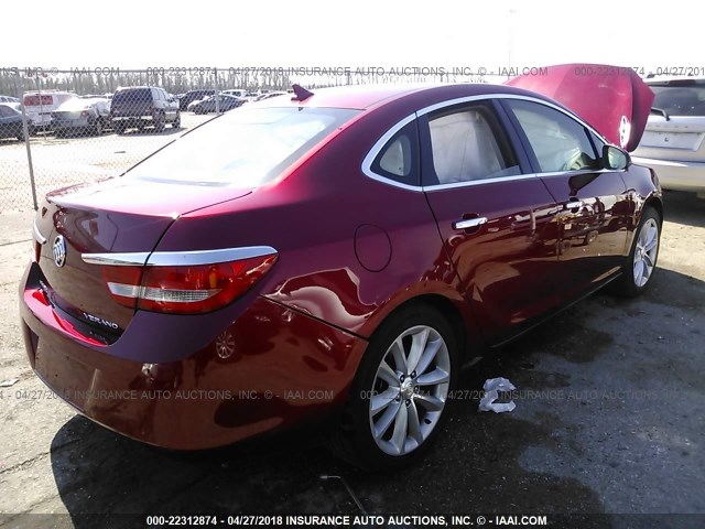 1G4PP5SKXC4176567 - 2012 BUICK VERANO RED photo 4