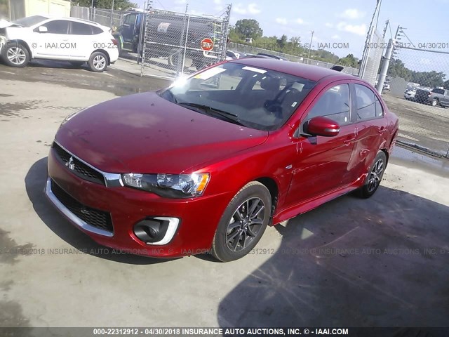 JA32U2FU1HU006296 - 2017 MITSUBISHI LANCER ES RED photo 2