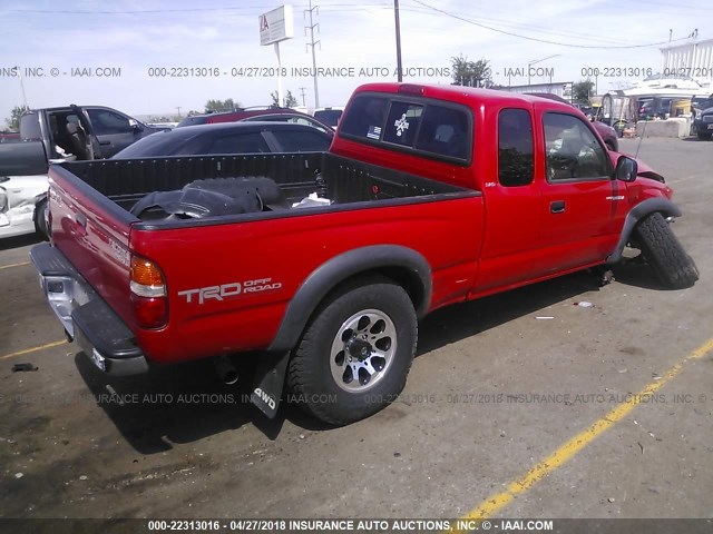 5TEWN72N64Z369335 - 2004 TOYOTA TACOMA XTRACAB RED photo 4