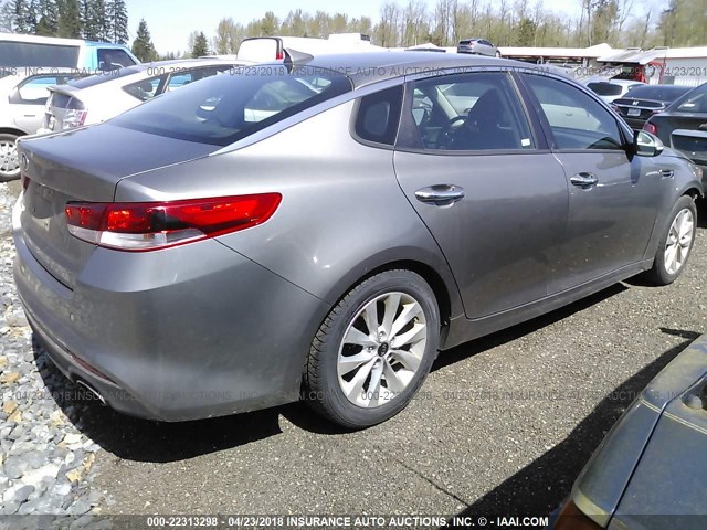 5XXGT4L38GG081762 - 2016 KIA OPTIMA LX ნაცრისფერი ფოტო 4