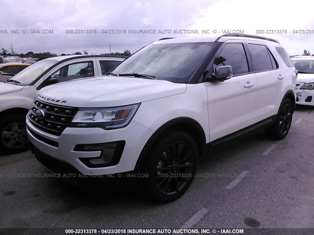 1FM5K7DH9HGD49651 - 2017 FORD EXPLORER XLT WHITE photo 2