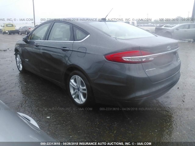 3FA6P0LU1JR141655 - 2018 FORD FUSION SE HYBRID GRAY photo 3